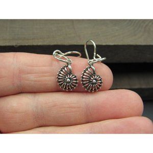 Sterling Silver Dark Style Fossil Design Earrings